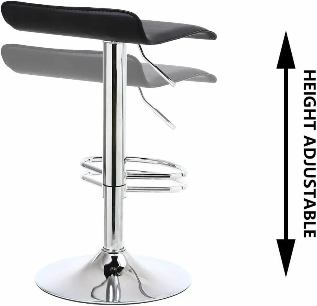 2 x Square Bar Stools PU Leather Swivel Counter - Image 2
