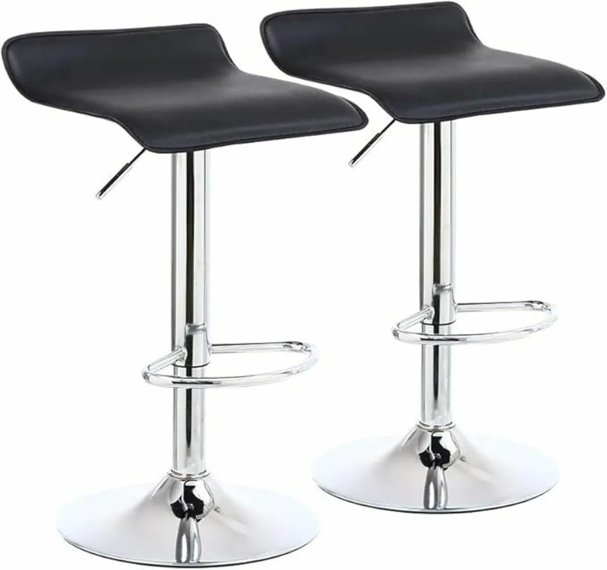 2 x Square Bar Stools PU Leather Swivel Counter - Image 3
