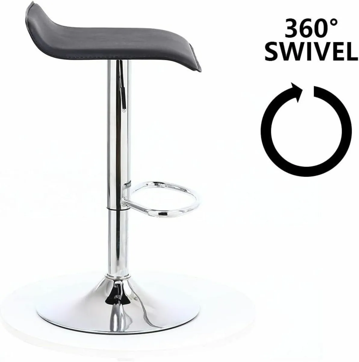 2 x Square Bar Stools PU Leather Swivel Counter - Image 4