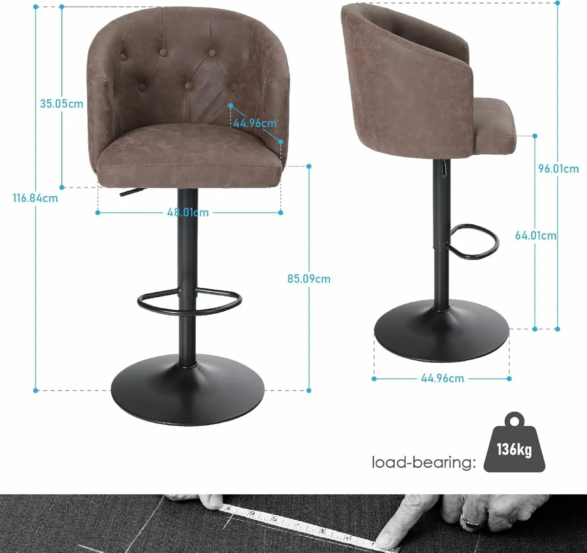 Rotating Bar Stool Bar Chair Kitchen Cafe Office - Image 2