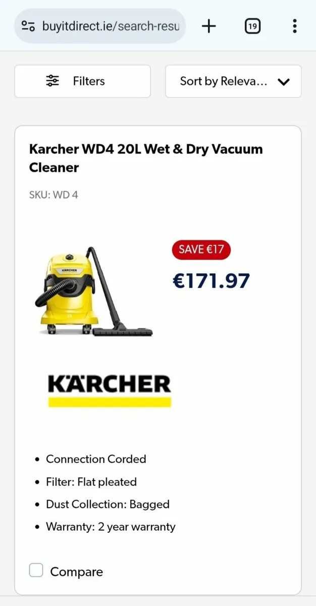 Karcher WD4 20L Vacuum Cleaner - Image 1