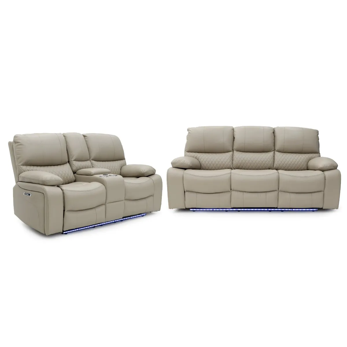 3+2 Rita Plus Beige Leather Electric Recliner Sofa - Image 1