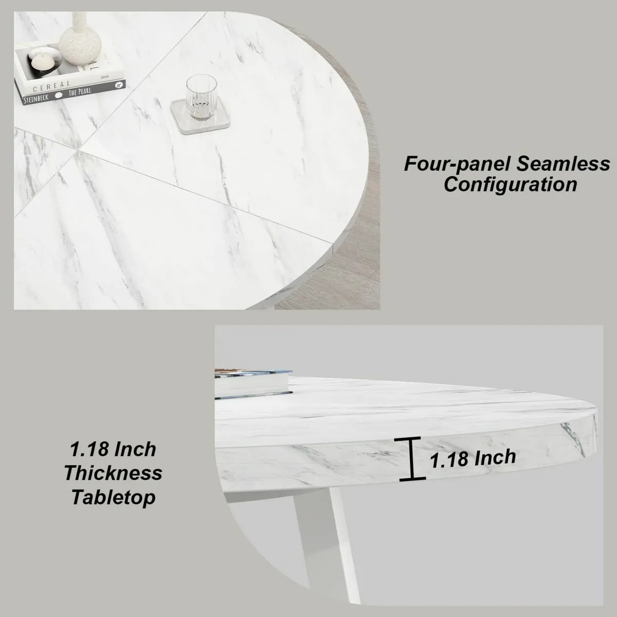 White Round Dining table Kitchen 130cm 4-6 People - Image 4