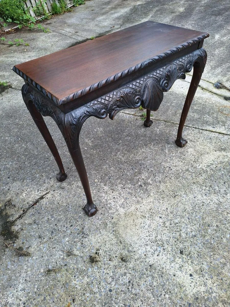 Vintage hall table with claw and ball feet - Image 1