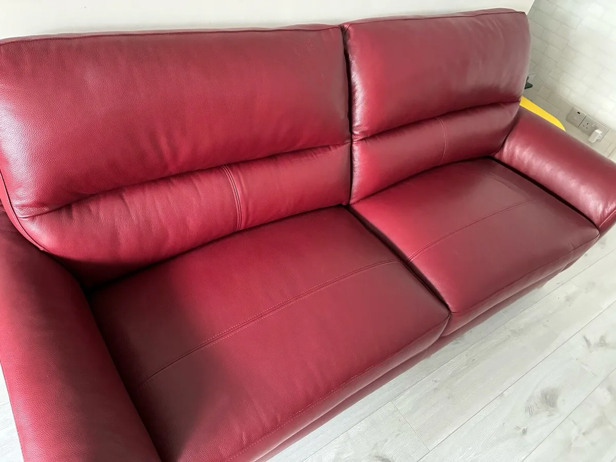 Red Leather Couch - Image 2