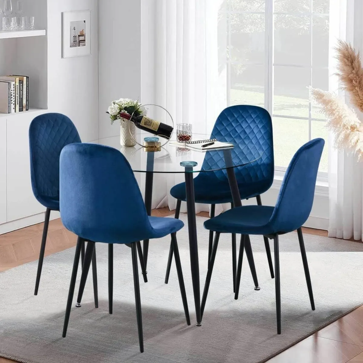 Round Dining Table coffee 80cm Tempered Glass Top - Image 2
