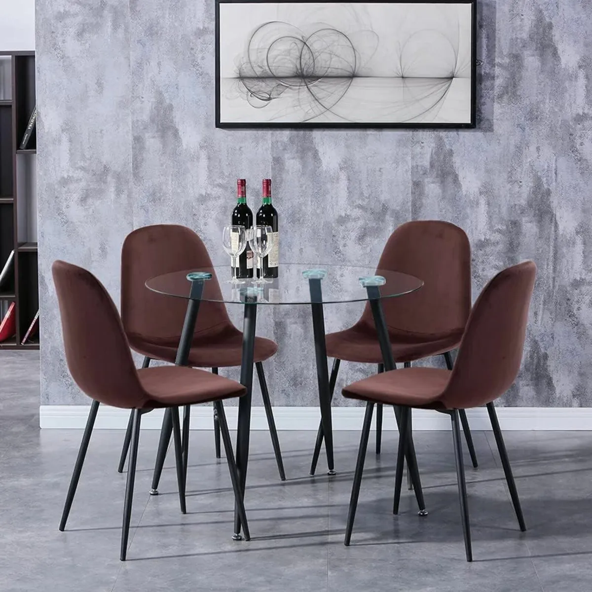 Round Dining Table coffee 80cm Tempered Glass Top - Image 3