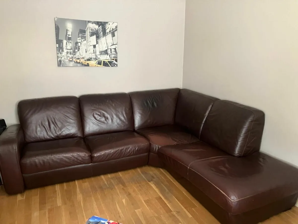 FREE Leather L shaped couch - Image 1