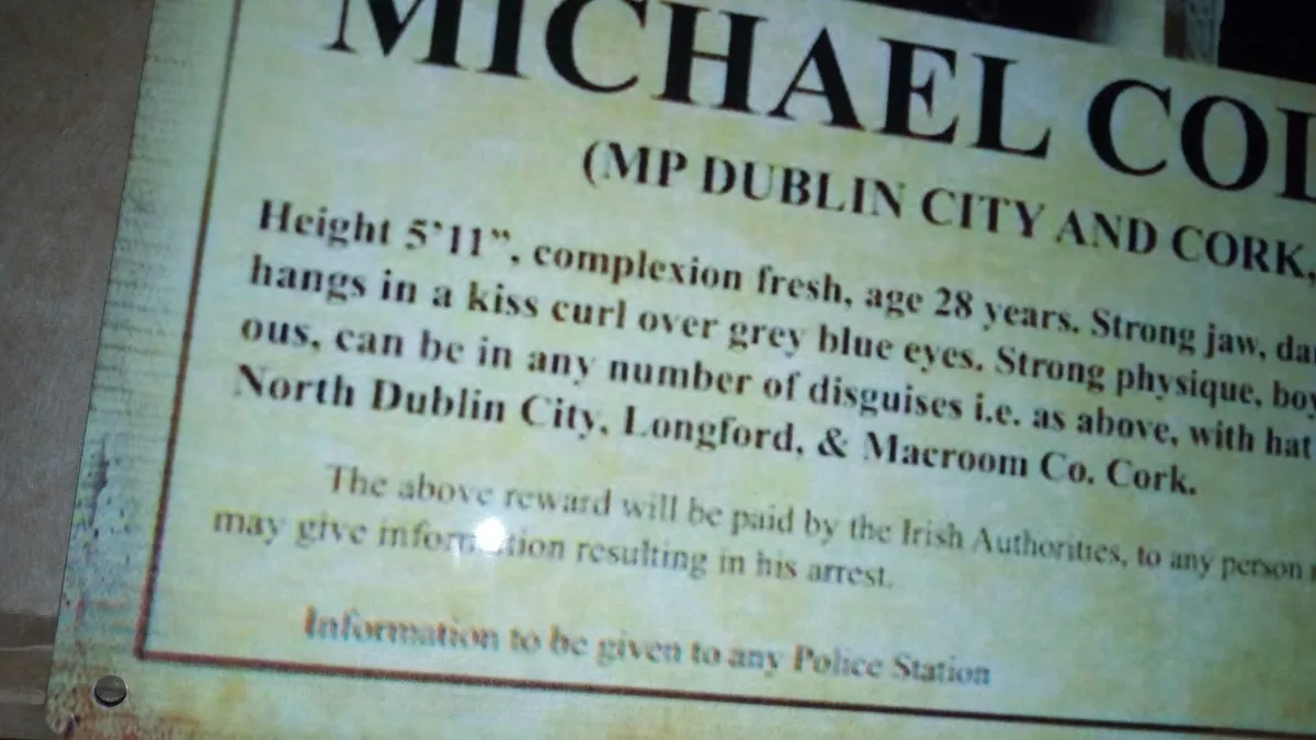 Michael Collins reward poster tin sign "FREE POST" - Image 3