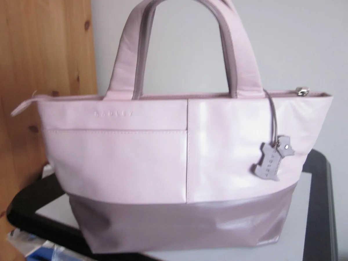 Radley Pink/Cream/Purple  Leather Grab Bag - Image 1