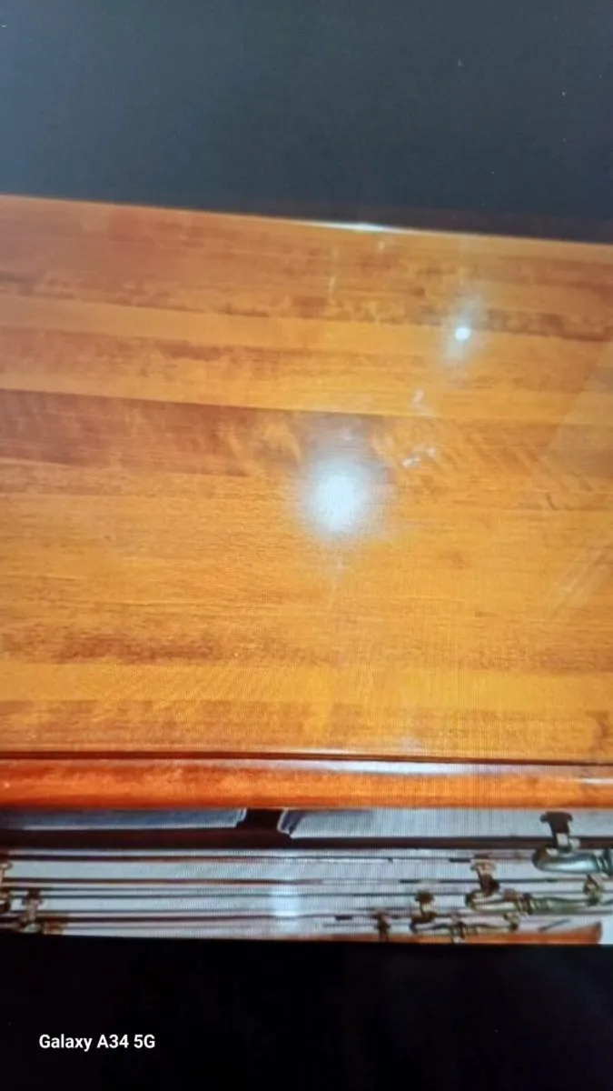 Walnut Veneer Cabinet with Heavy Protective Glass - Image 2