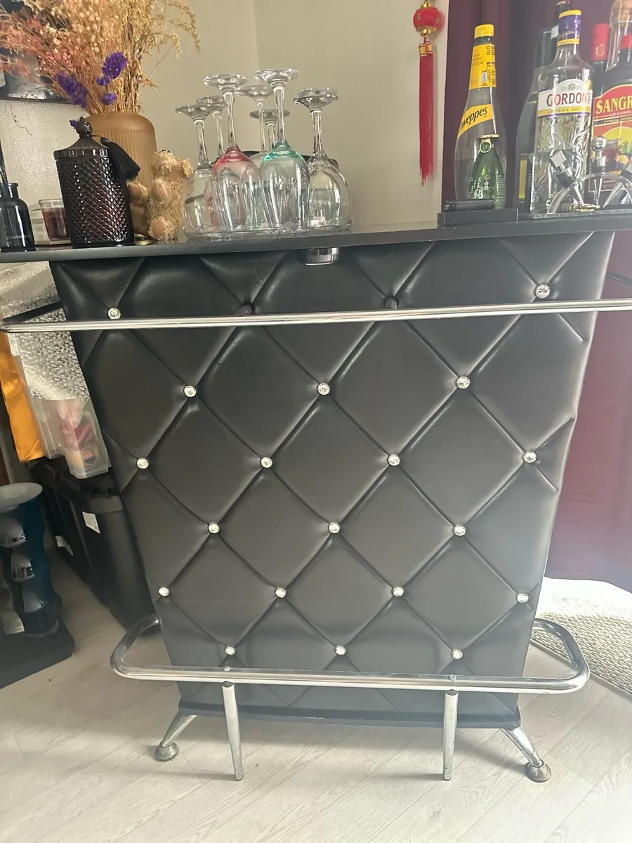 Black Home Bar Counter with Wine Cabinet - Image 1