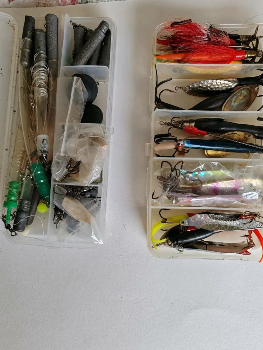 Hooks and flies for salmon fishing and leads and w