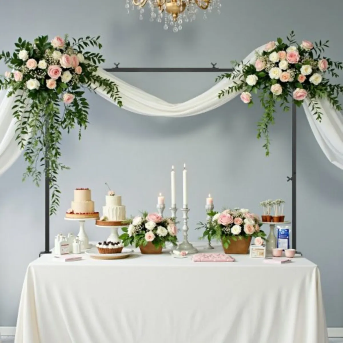 2Pcs Over The Table Rod Stand Arch Frame 28-98 in - Image 1