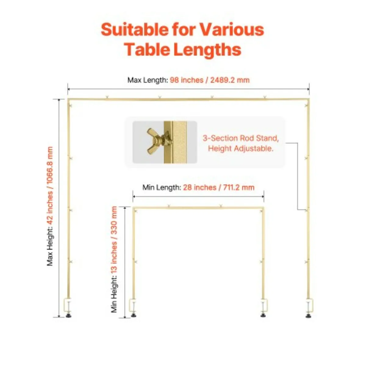 Over The Table Rod Stand with Clamps 28"-98" L Adj - Image 3
