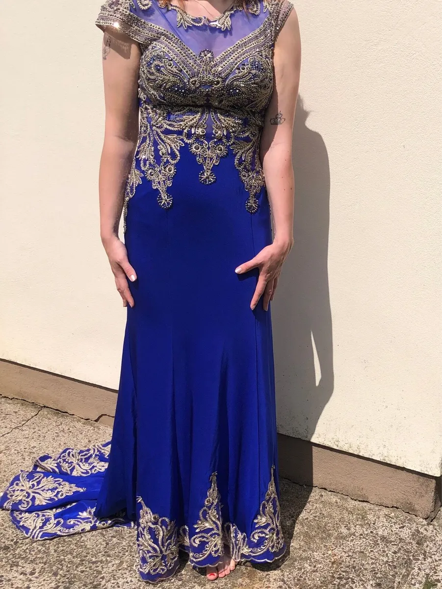 Blue and Gold Occasion Dress - Image 3