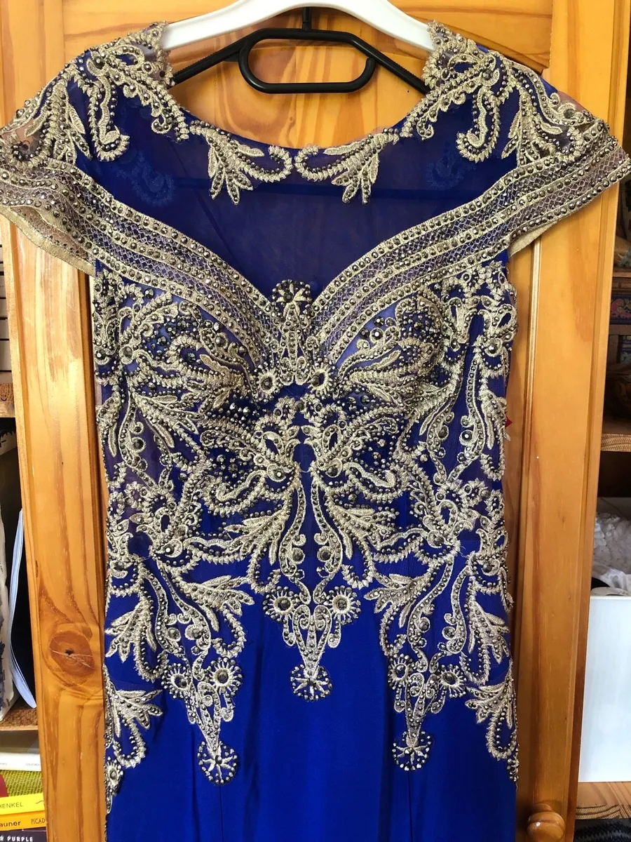 Blue and Gold Occasion Dress - Image 4