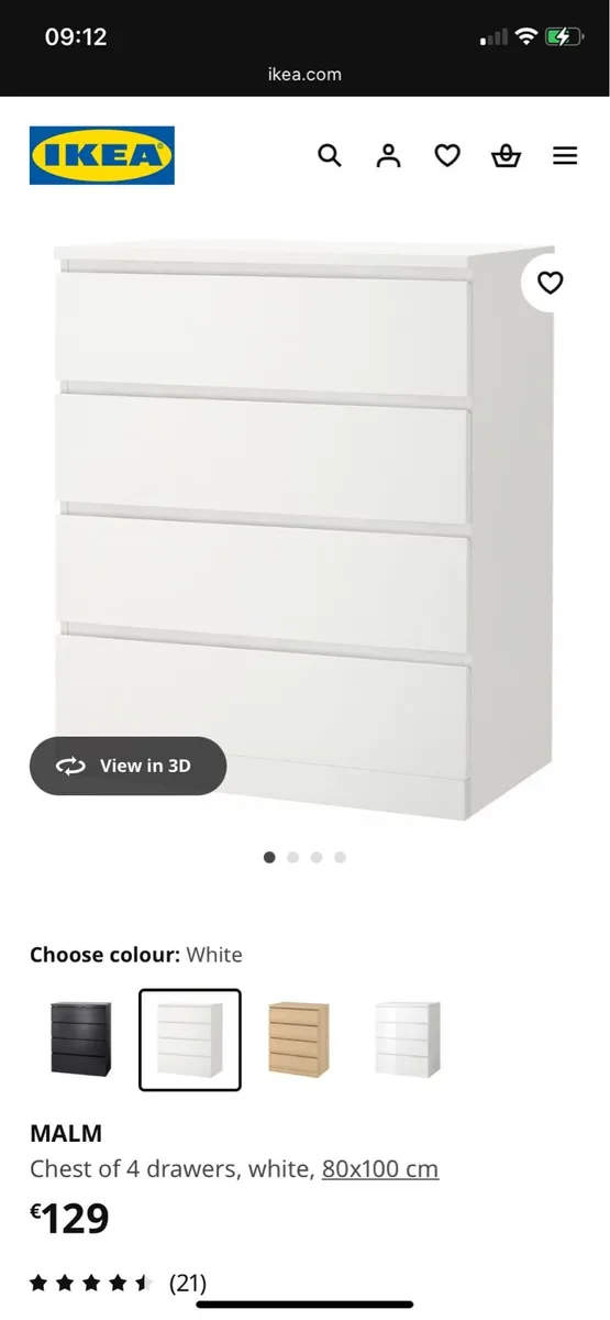 4 drawer Dresser white - Image 2