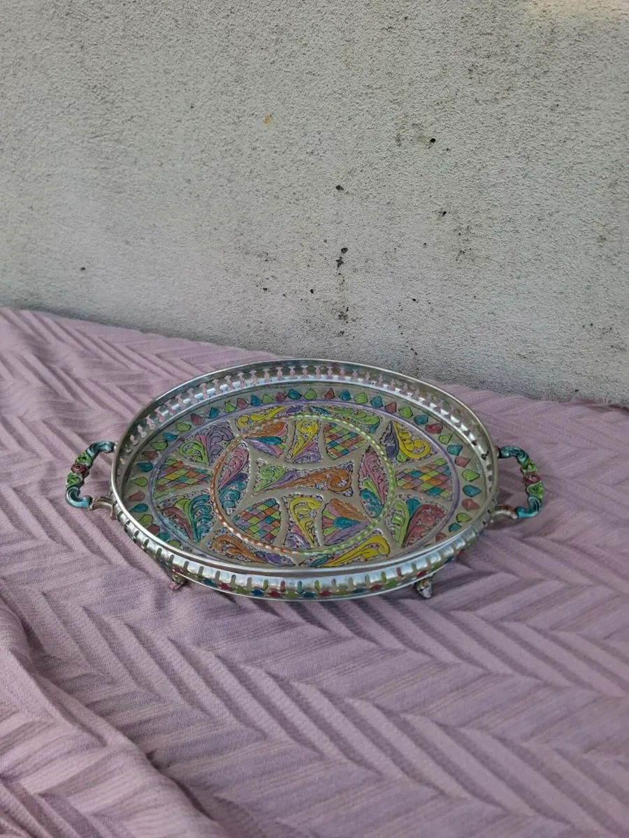 Colorful tin tea tray postage possible
