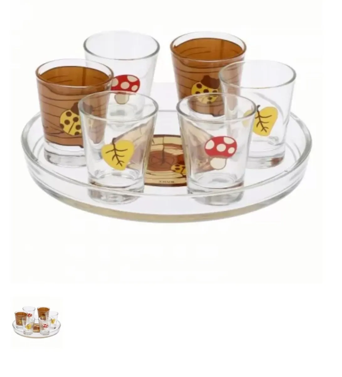 Set tray and 6 small glasses Enchanted forest - Image 1