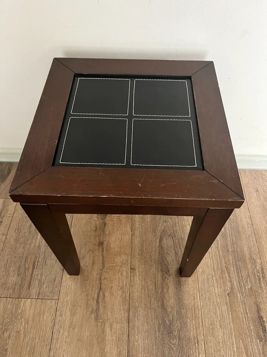 Wooden leather coffee table - Image 2