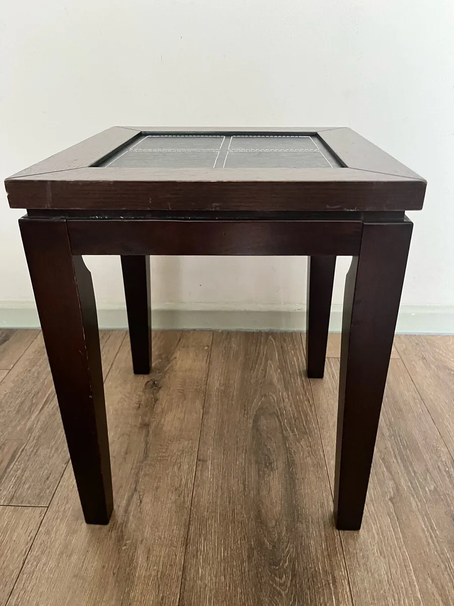 Wooden leather coffee table - Image 3