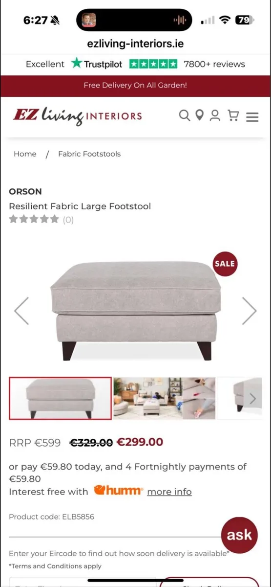 As new orson 3 seater & large matching footstool - Image 2