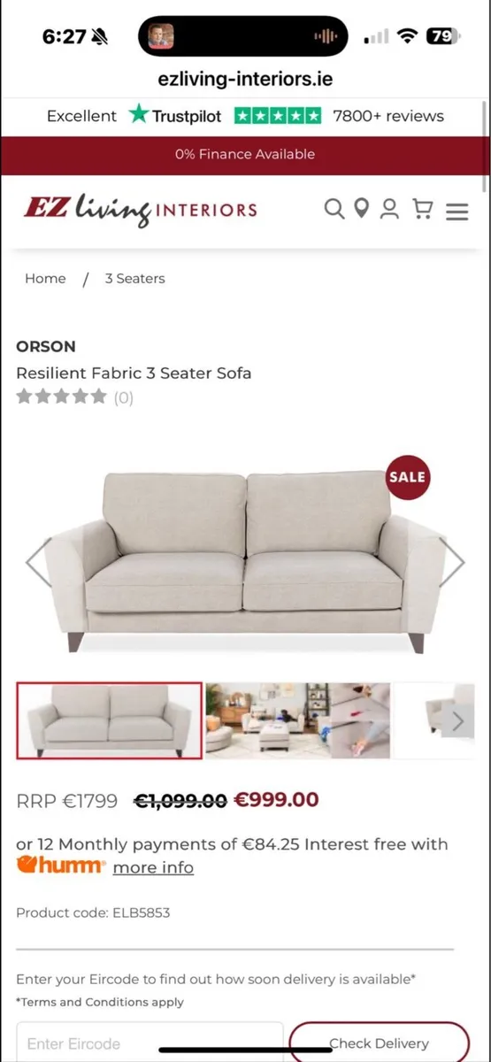 As new orson 3 seater & large matching footstool - Image 3