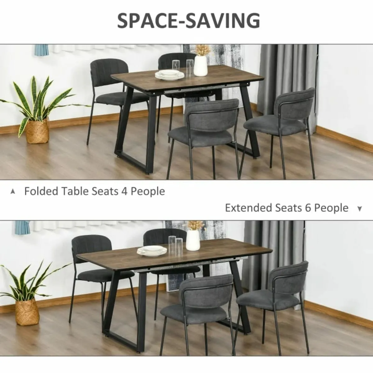 Extendable Dining Table Rectangular Wood Effect Ta - Image 4