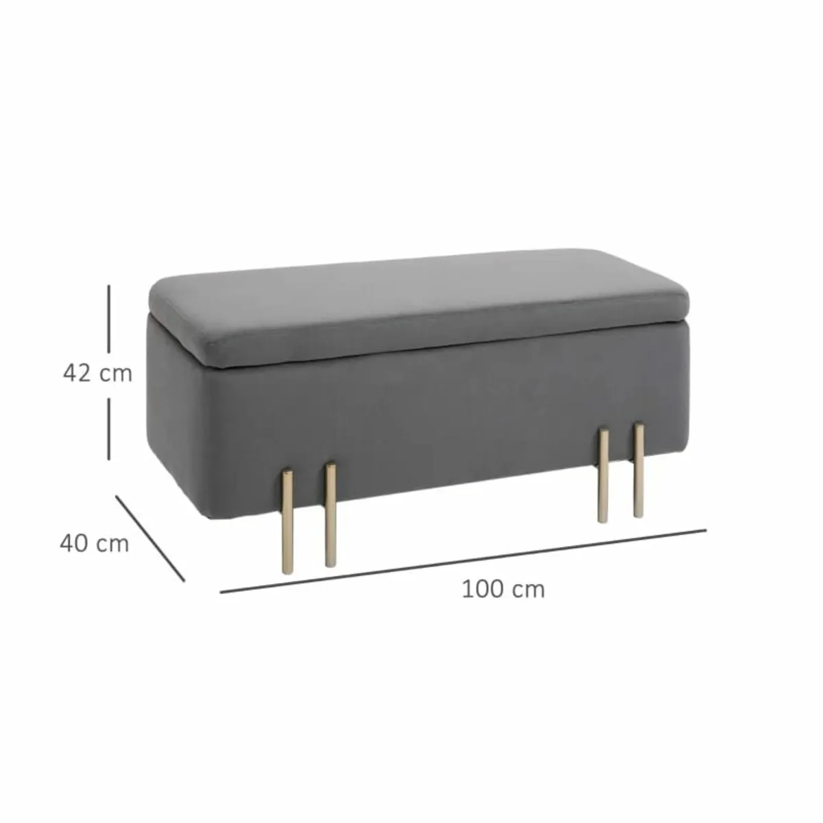 Storage Stool Light Luxury Ottoman Bench w/ Cushio - Image 2