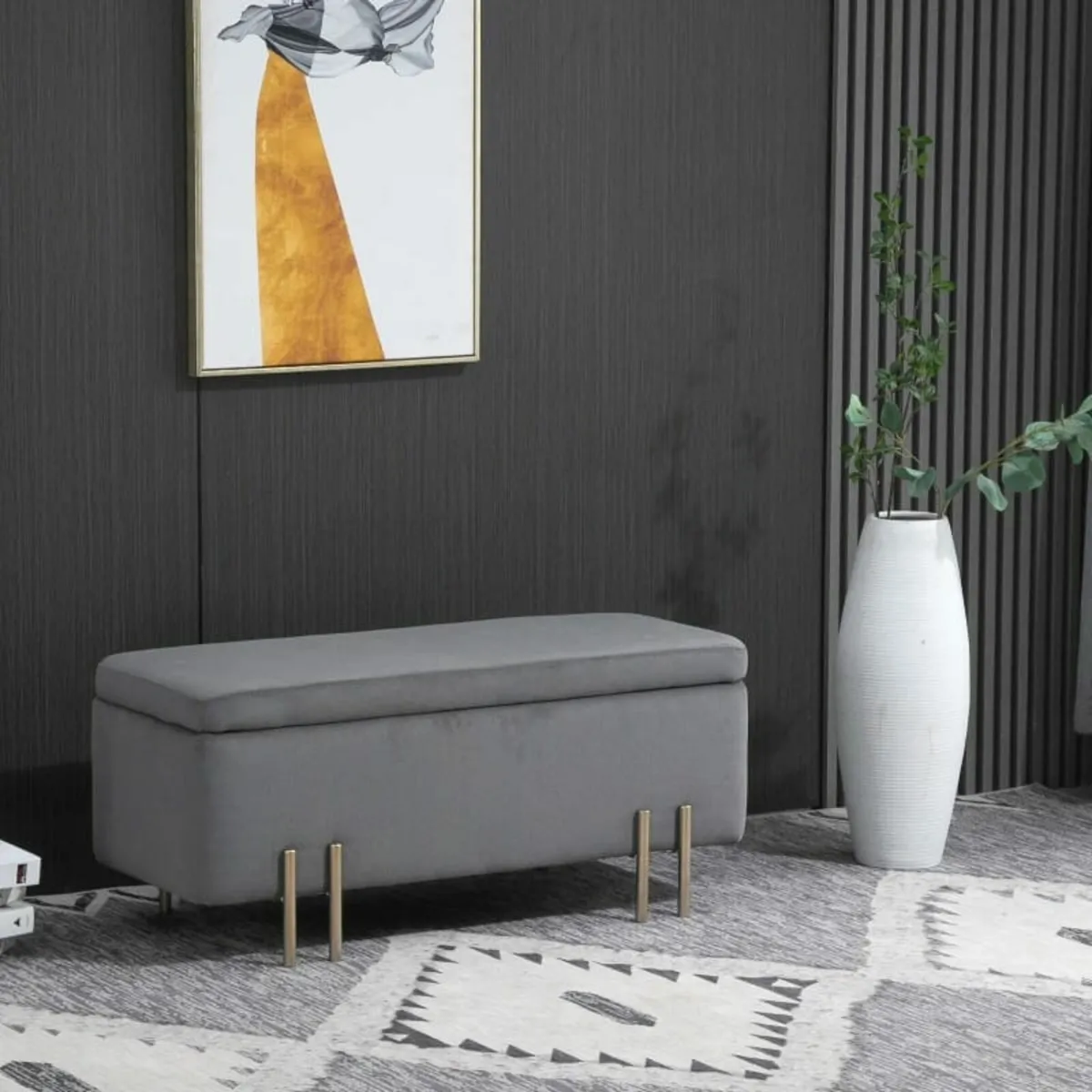 Storage Stool Light Luxury Ottoman Bench w/ Cushio - Image 3