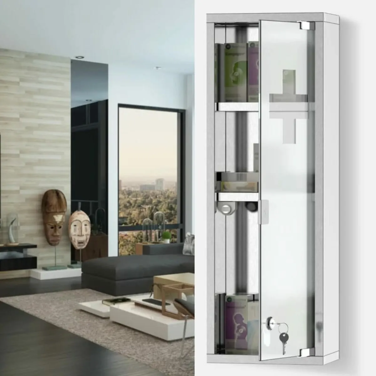 60x20cm/22''x8'' Stainless Steel Medicine Cabinet - Image 3