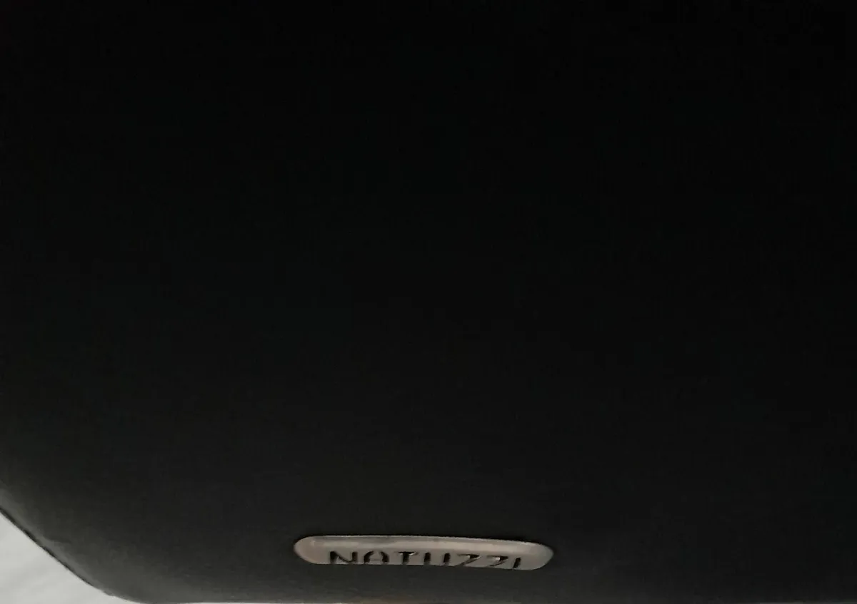 NATUZZI BLACK LEATHER THREE SEATER .SOFA. - Image 2