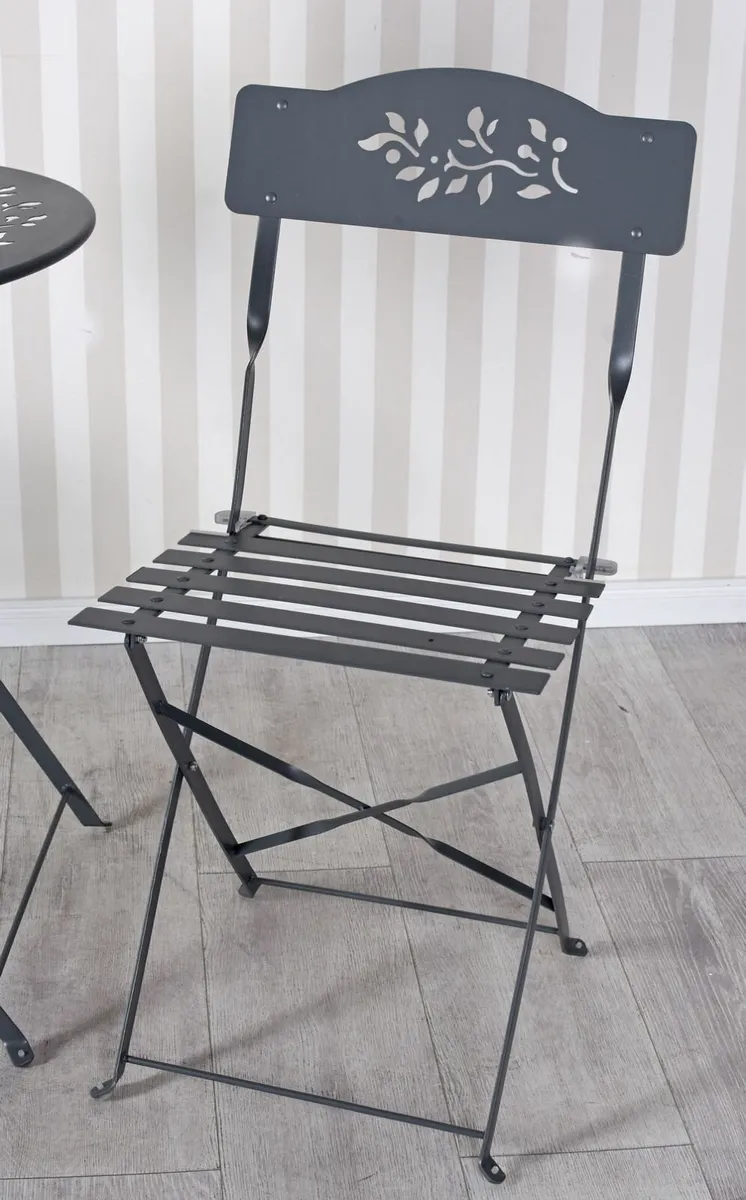 Bistro Set Outdoor Folding Table and Chairs Iron G - Image 2