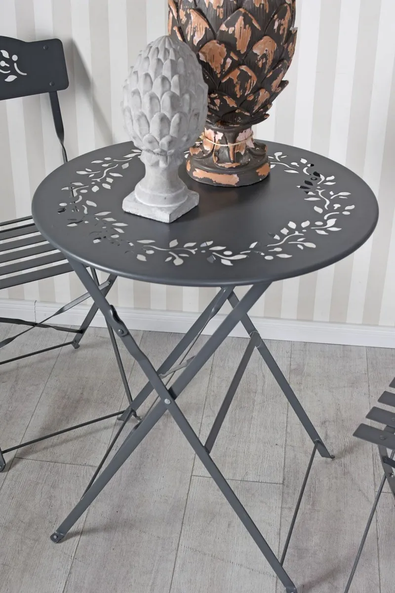 Bistro Set Outdoor Folding Table and Chairs Iron G - Image 3