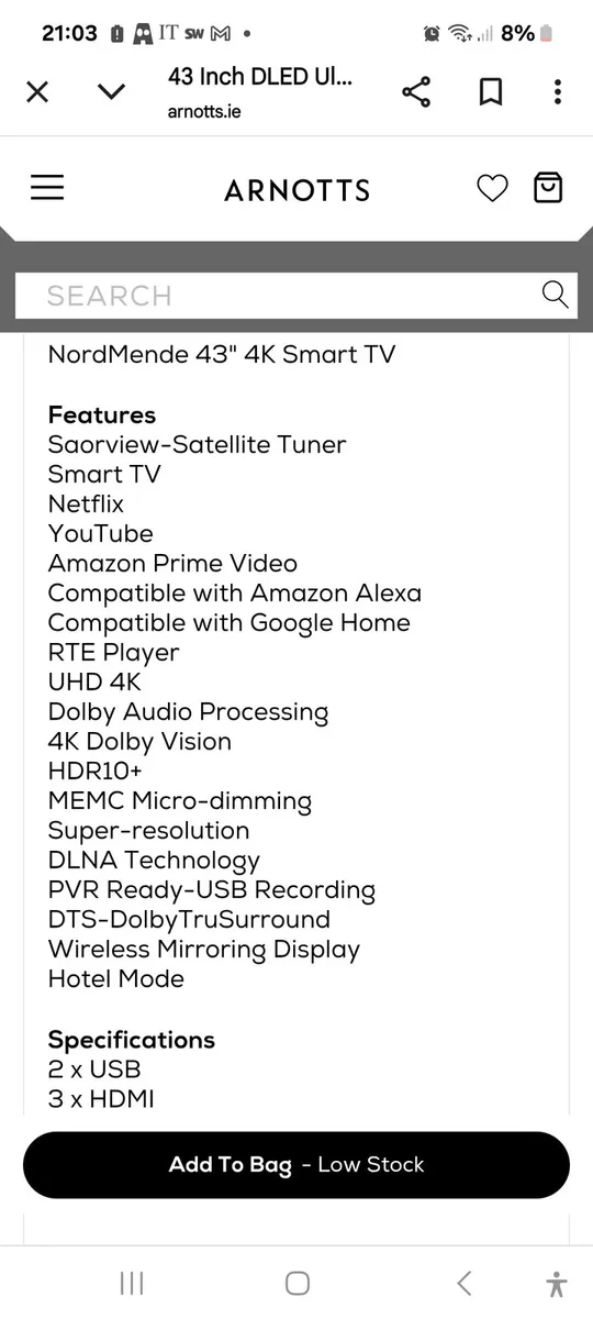Nordmende Smart 43in Tv - Image 2