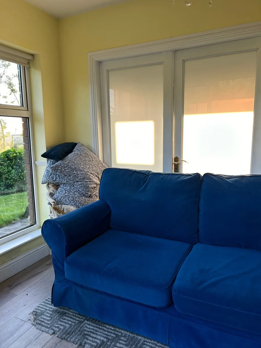 Royal Blue Upholstered 2.5 Seater Couch - Image 4