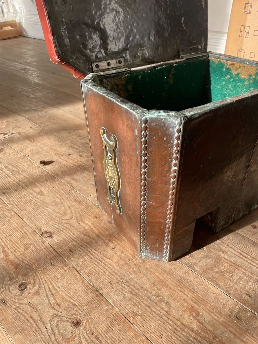 Pair of vintage fireside stools - copper plated . - Image 3