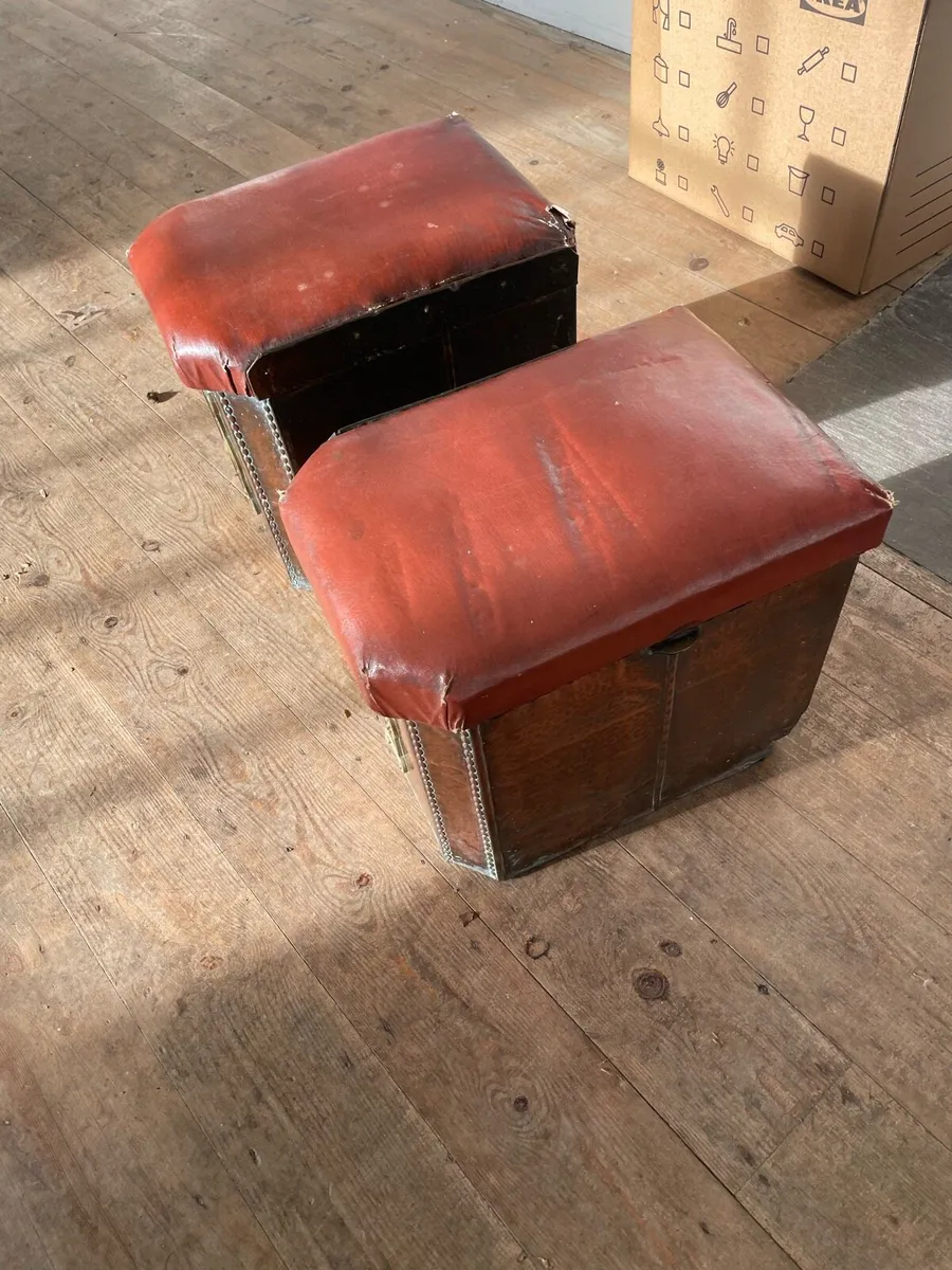 Pair of vintage fireside stools - copper plated . - Image 4