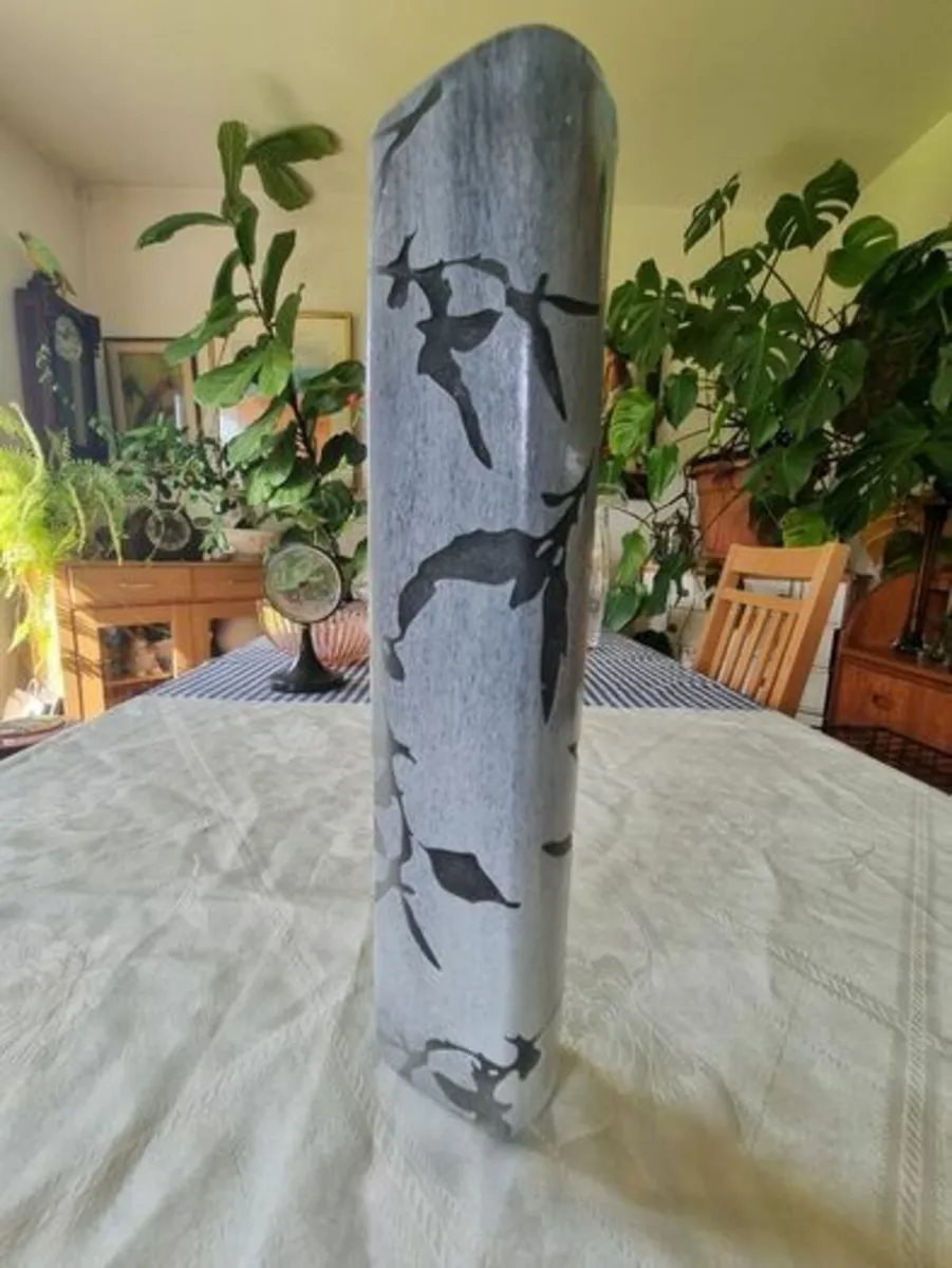 Large Cylindrical Engraved Glass Vase - Image 1