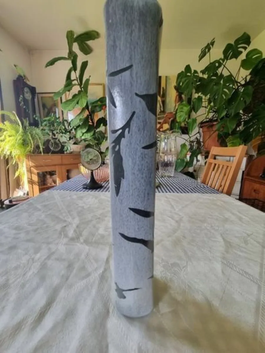 Large Cylindrical Engraved Glass Vase - Image 2