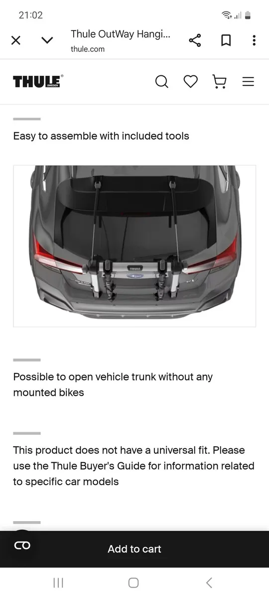 Thule 2 bike rear carrier - Image 3