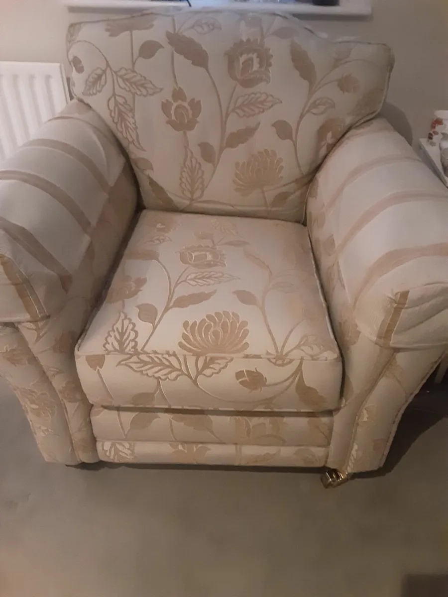 Beautiful Light Teal Gold Armchair - Image 1