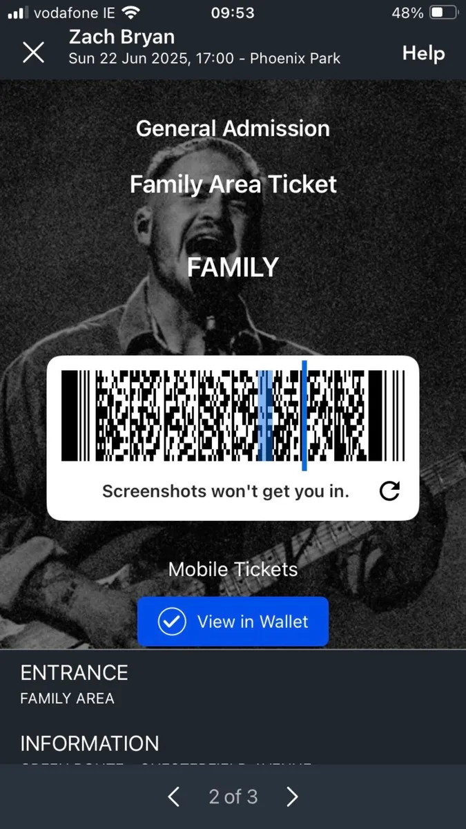 Zach Bryan Dublin Sun 22 June - Family area ticket - Image 2