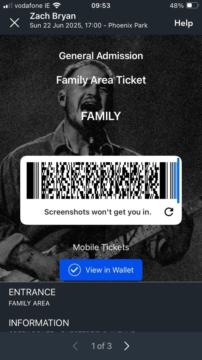 Zach Bryan Dublin Sun 22 June - Family area ticket - Image 3