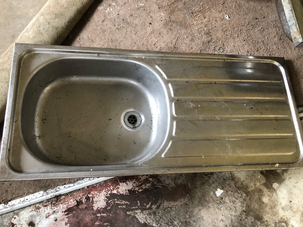 Stainless steel basin and draining board - Image 1