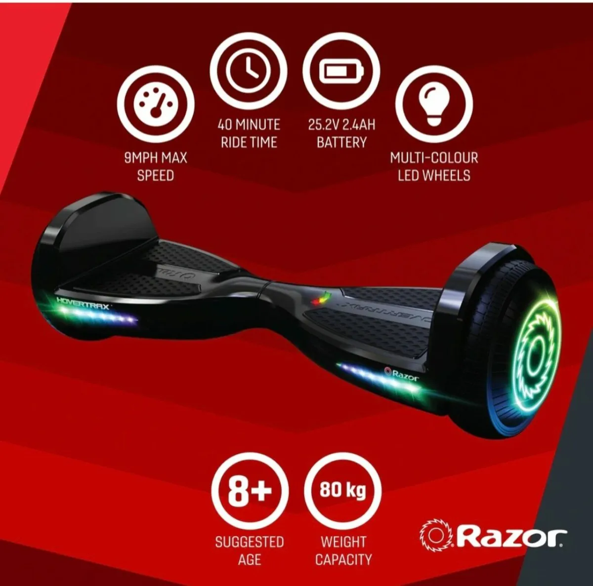 Hoverboard, almost NEW, LED  Razor Hovertrax - Image 3