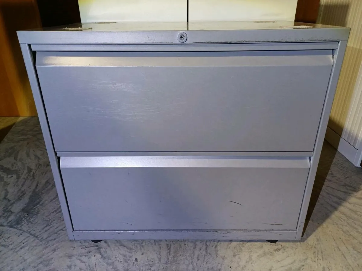 71cm Steel Bisley 2 Drawer Slider Cabinet - Image 1
