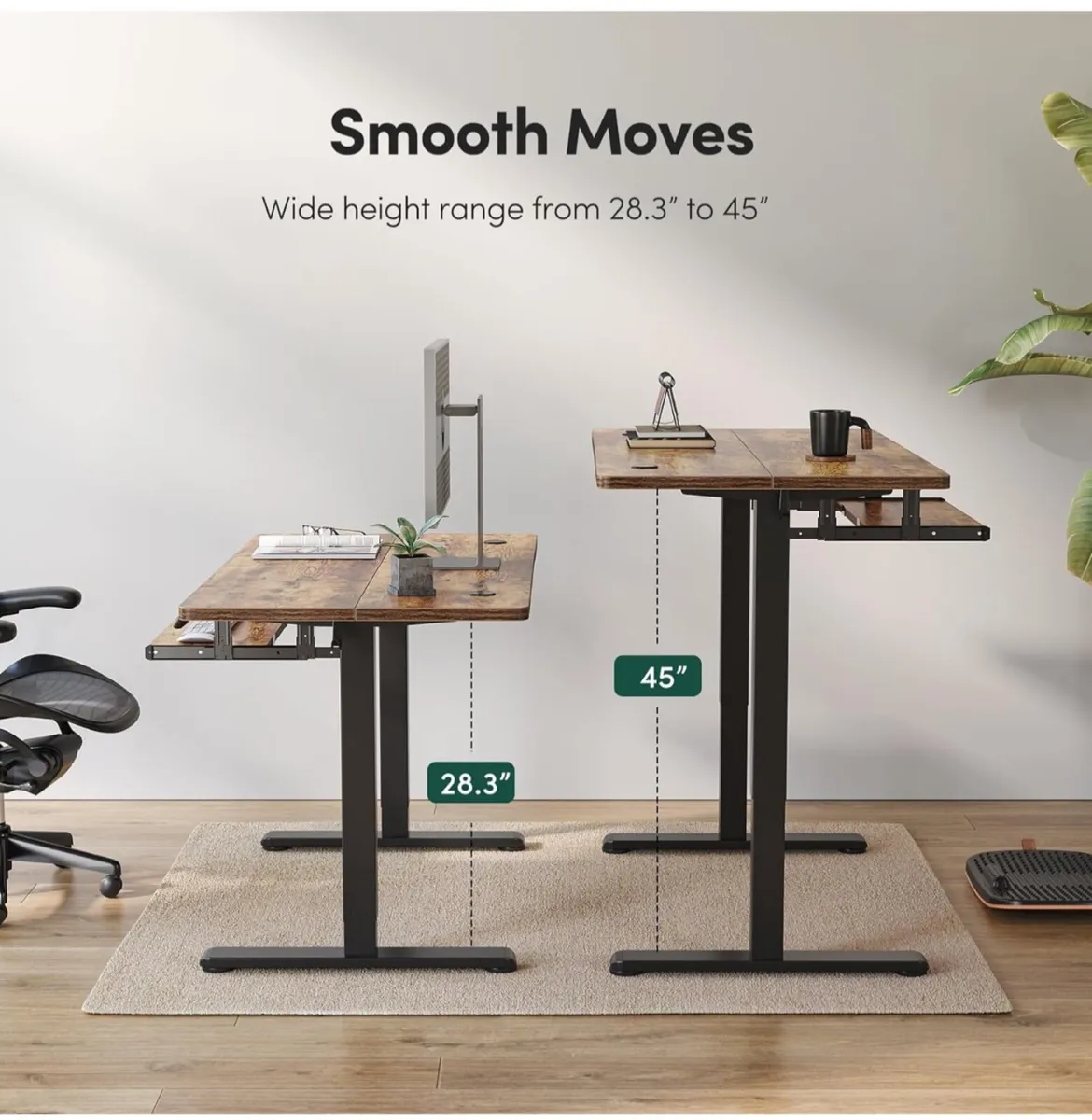 Height Adjustable Electric Standing Desk with Keyb - Image 2