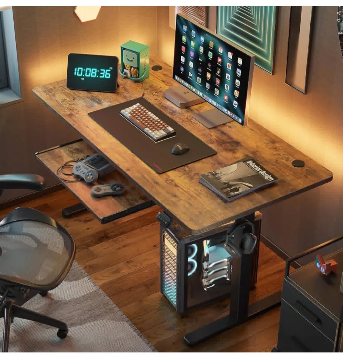 Height Adjustable Electric Standing Desk with Keyb - Image 3
